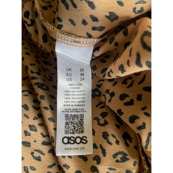 NWT ASOS DESIGN Curve Square Neck Puff Sleeve Leopard Print Jumpsuit • Size 24 - Picture 4 of 4